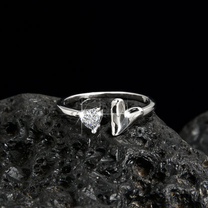 Girls Fashion Elegant Heart Open Ring - jewelryweilin