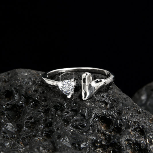 Girls Fashion Elegant Heart Open Ring - jewelryweilin