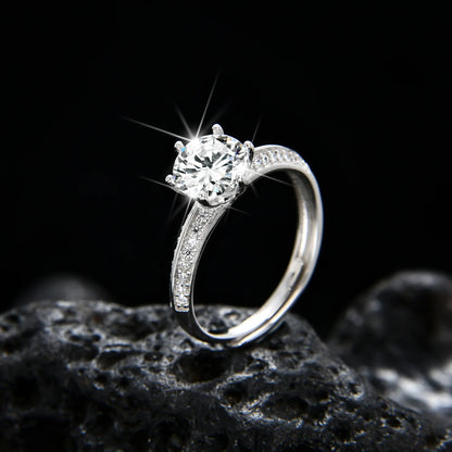 Luxury Half Wall Six Claw Zircon Ring - jewelryweilin