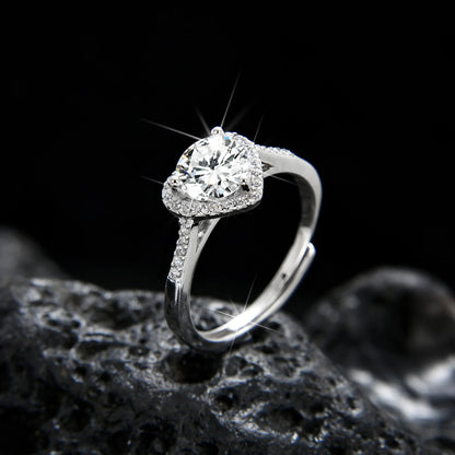 Elegant Heart Cubic Zirconia Ring - jewelryweilin