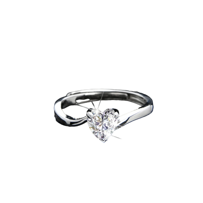 Elegant Heart Shape Cubic Zirconia Open Ring - jewelryweilin