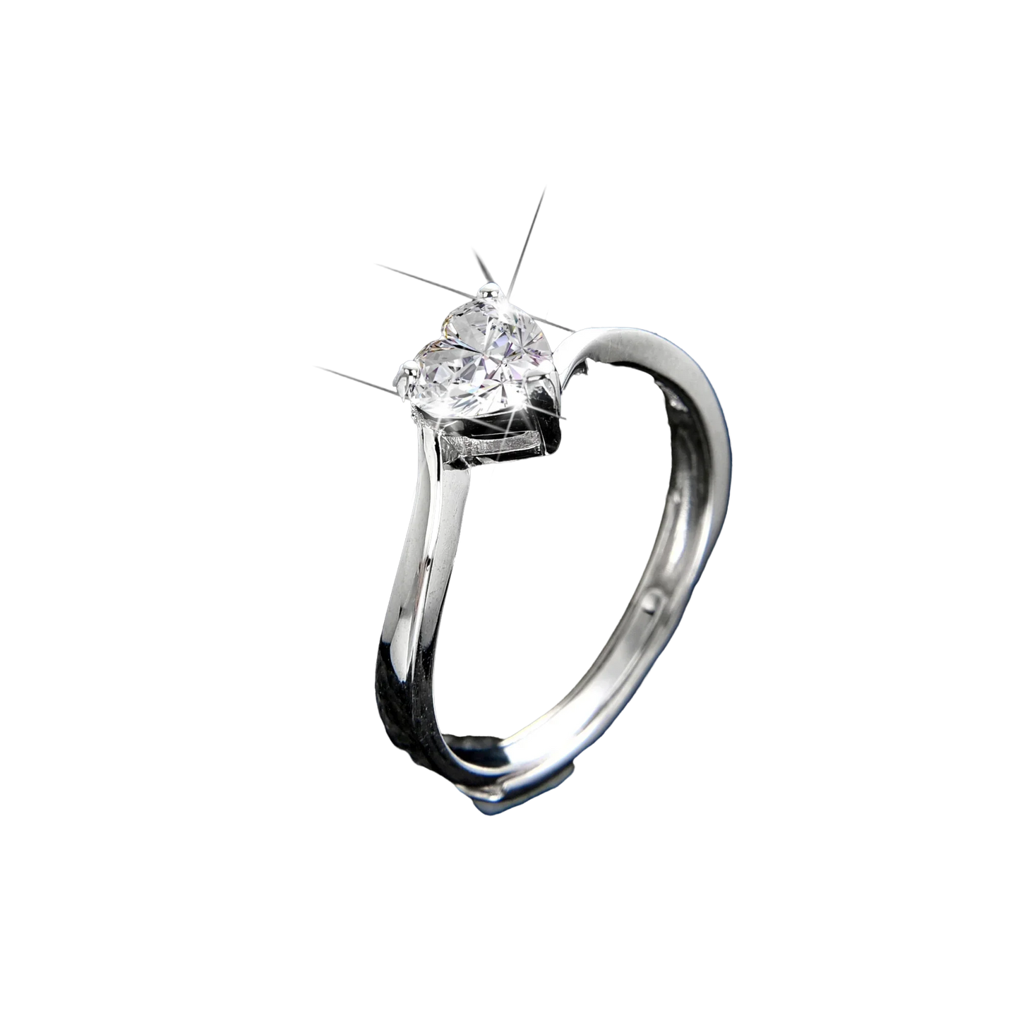 Elegant Heart Shape Cubic Zirconia Open Ring - jewelryweilin