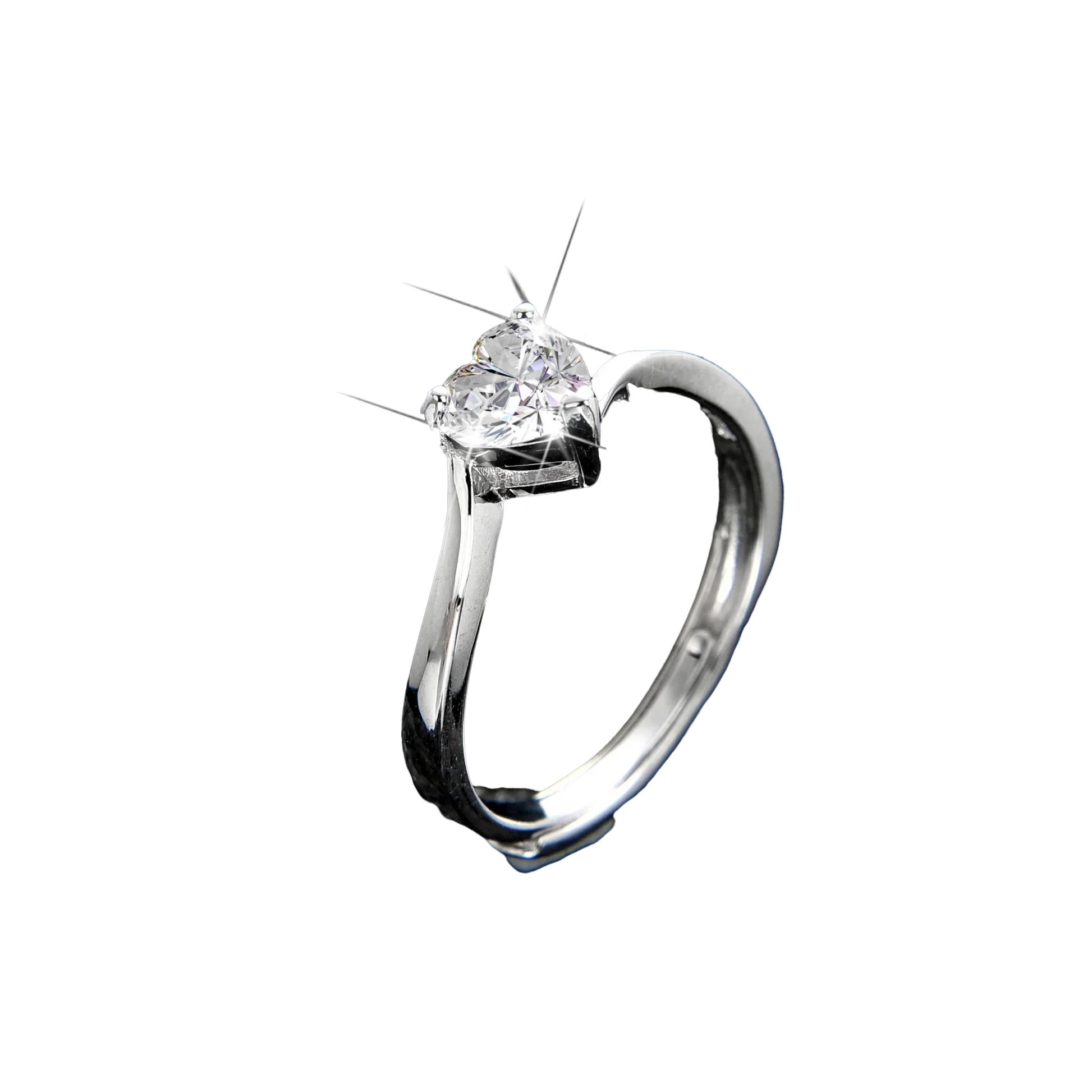 Elegant Heart Shape Cubic Zirconia Open Ring - jewelryweilin