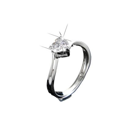 Elegant Heart Shape Cubic Zirconia Open Ring - jewelryweilin