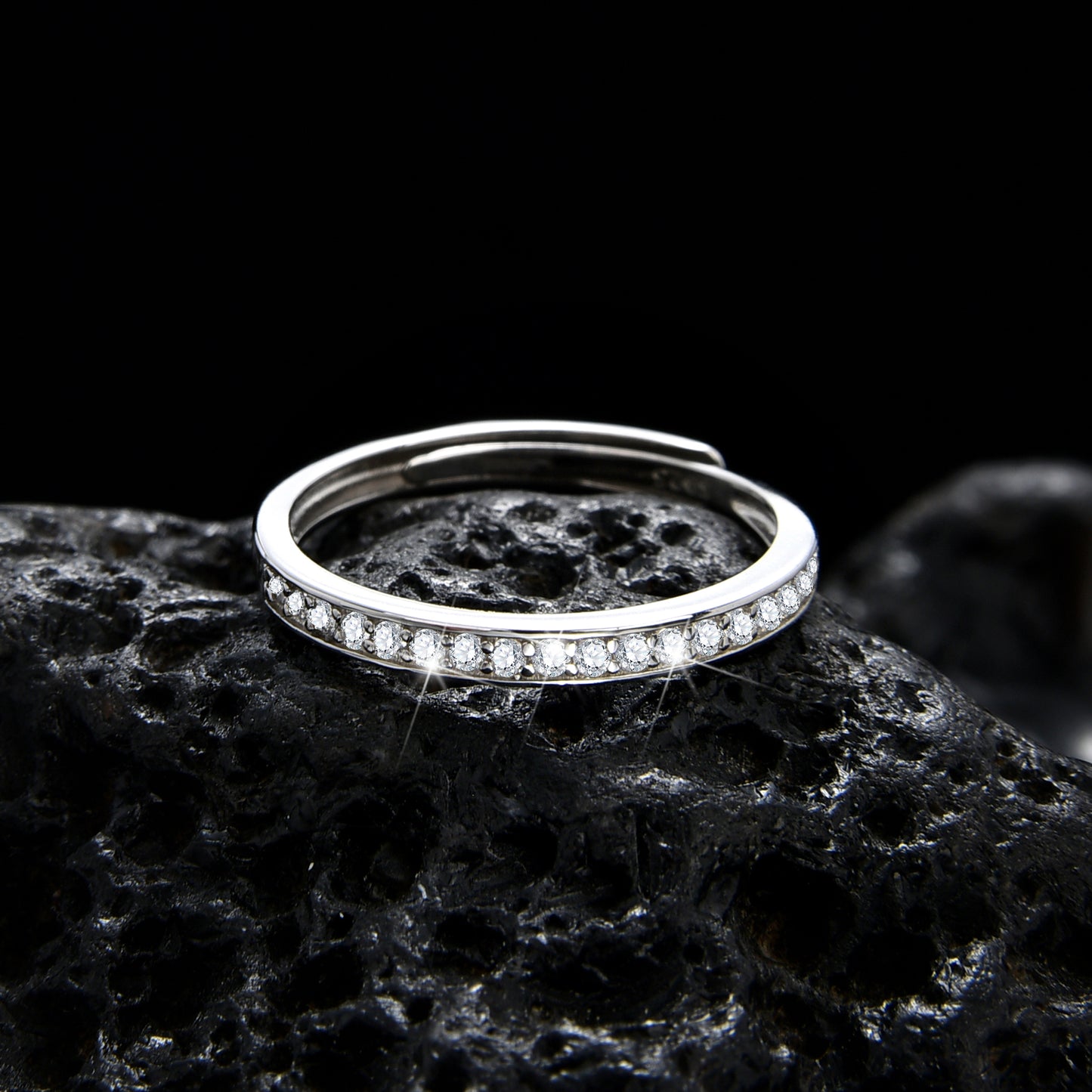 Simple high-end single-loop zircon ring - jewelryweilin