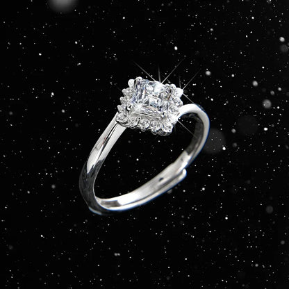 Rose Nebula Princess Square Zirconia Ring - jewelryweilin