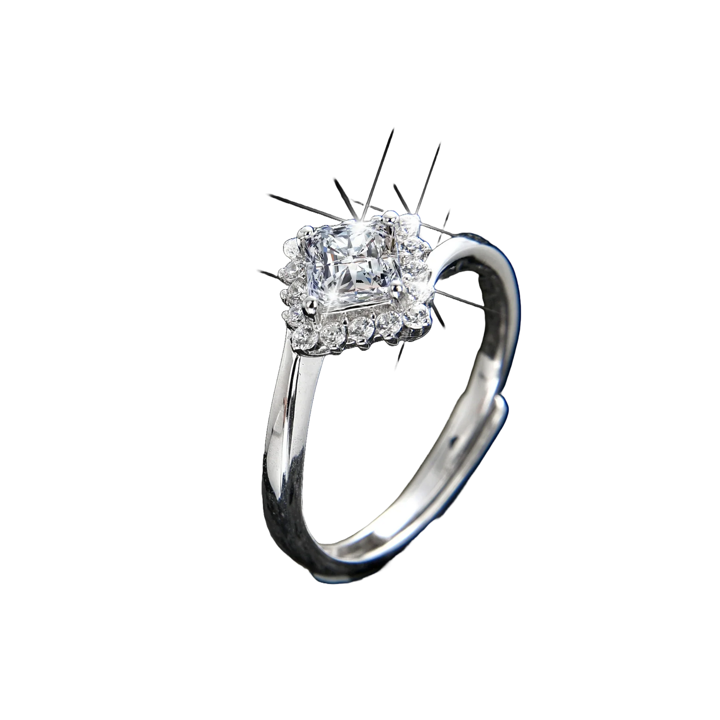 Rose Nebula Princess Square Zirconia Ring - jewelryweilin