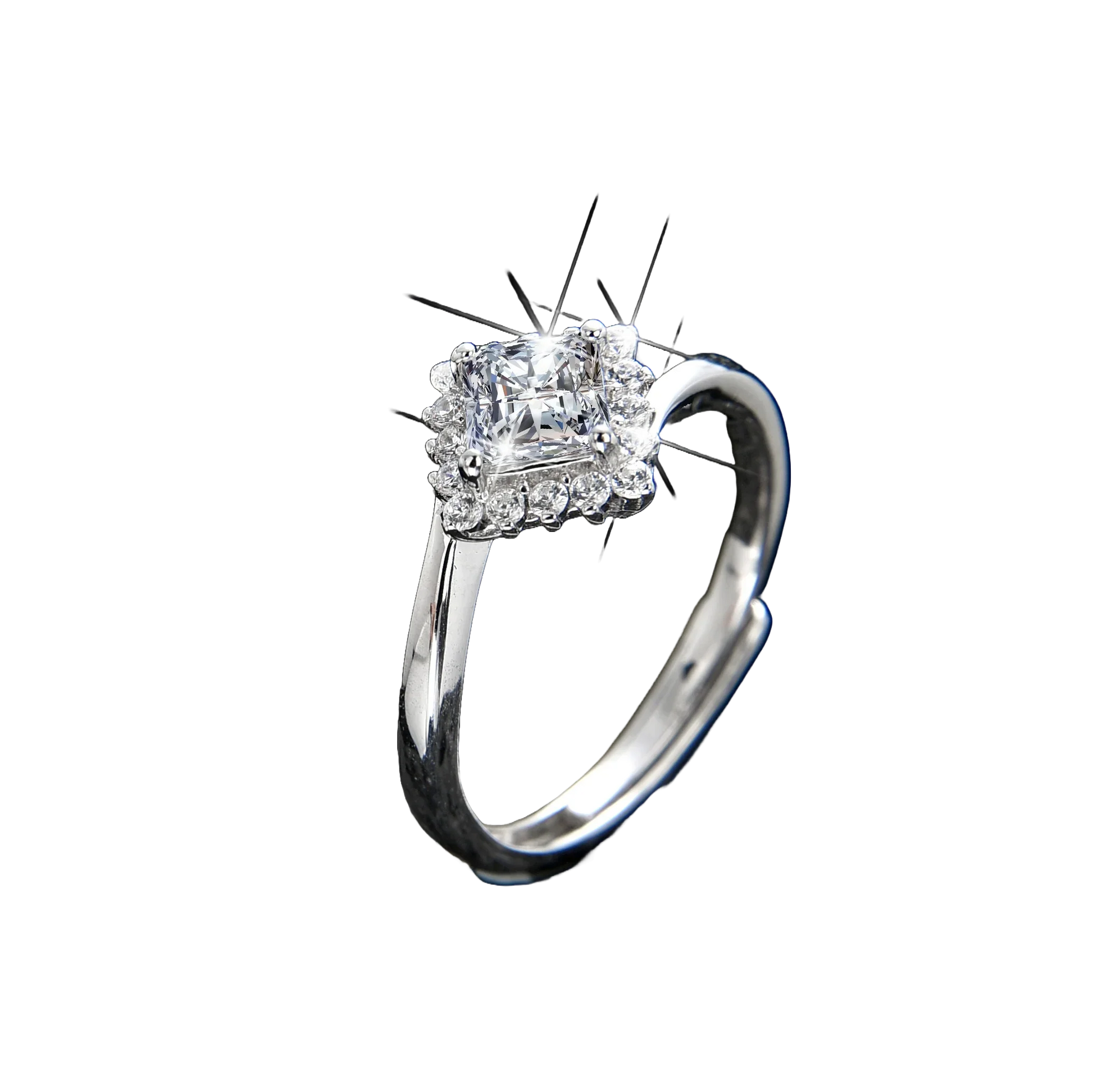 Rose Nebula Princess Square Zirconia Ring - jewelryweilin