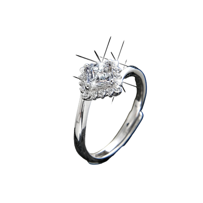 Rose Nebula Princess Square Zirconia Ring - jewelryweilin