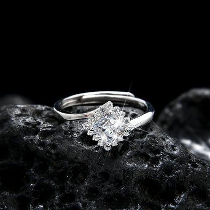 Rose Nebula Princess Square Zirconia Ring - jewelryweilin