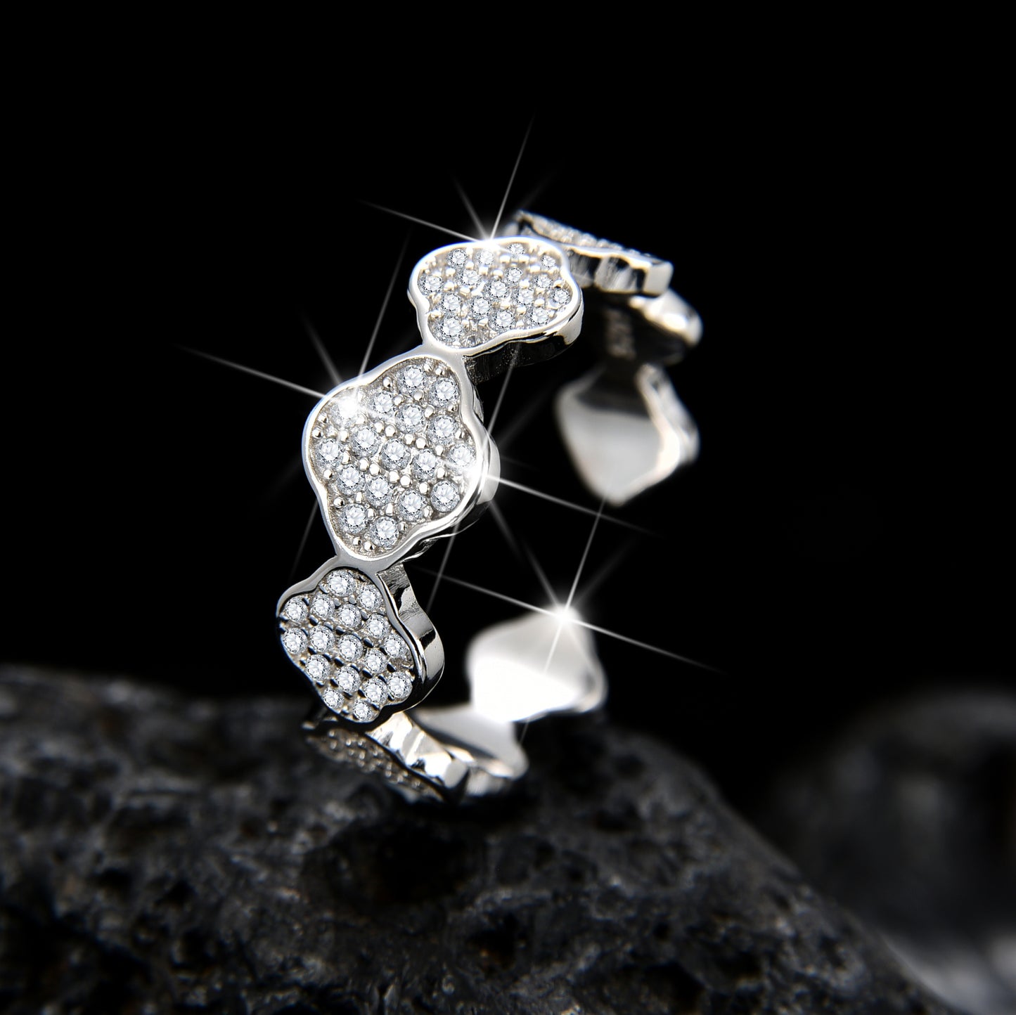 Fashion design geometric rhombus cubic zirconia ring - jewelryweilin