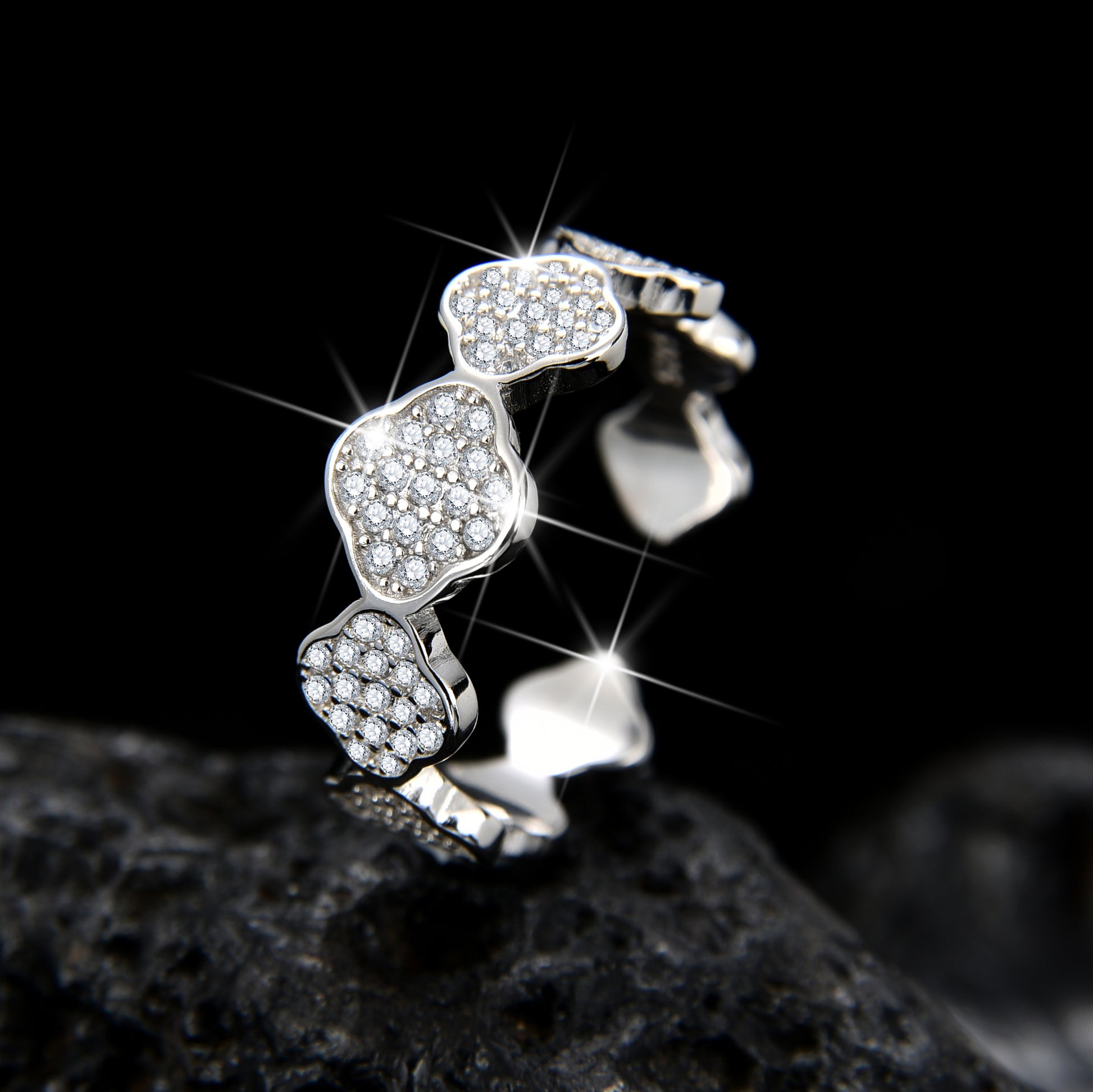 Fashion design geometric rhombus cubic zirconia ring - jewelryweilin