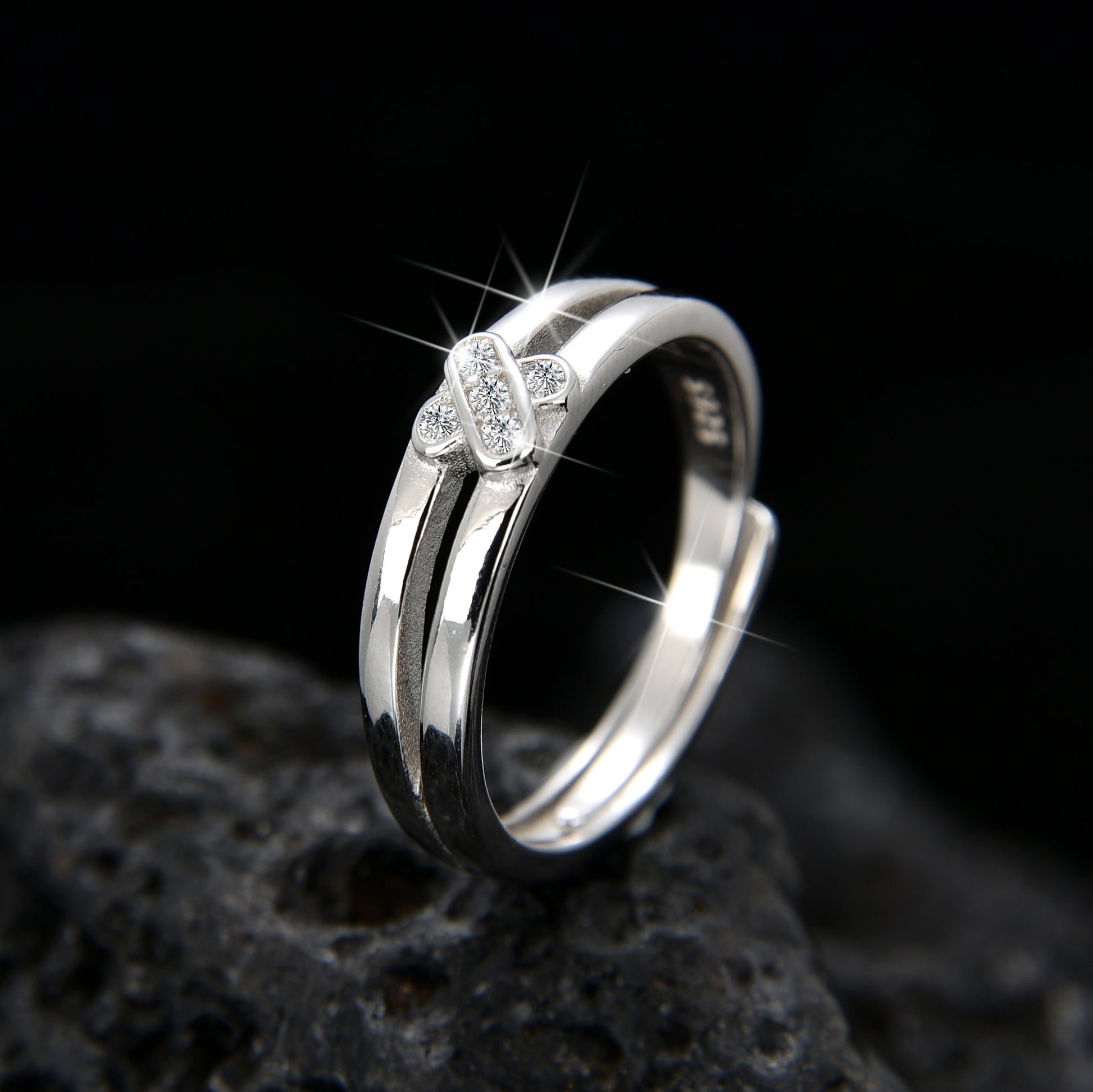 Elegant design double cross knot ring - jewelryweilin