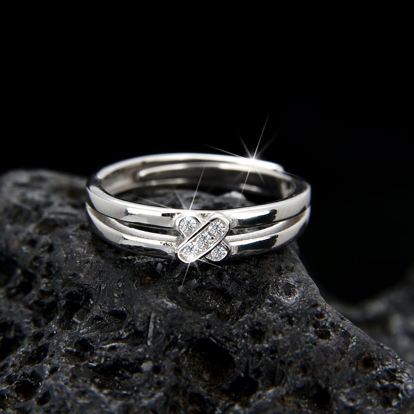 Elegant design double cross knot ring - jewelryweilin