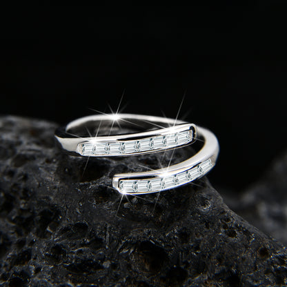 Simple design cubic zirconia open ring - jewelryweilin