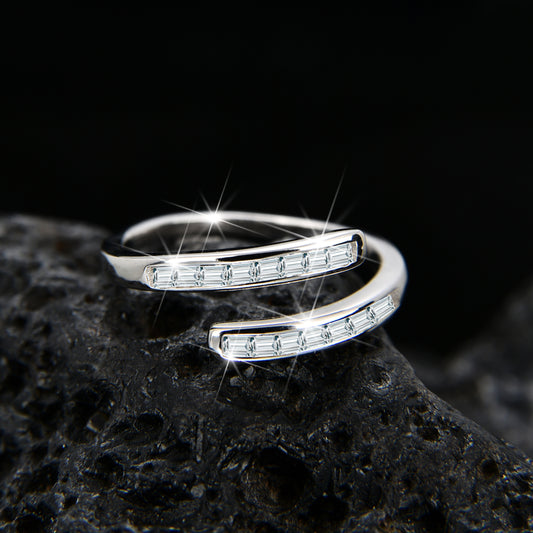 Simple design cubic zirconia open ring - jewelryweilin