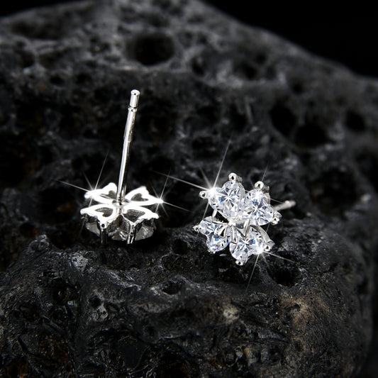Noble and elegant four-leaf clover cubic zirconia earrings - jewelryweilin