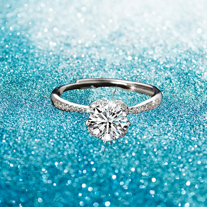 Half-wall shining single zircon ring - jewelryweilin