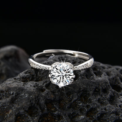 Half-wall shining single zircon ring - jewelryweilin
