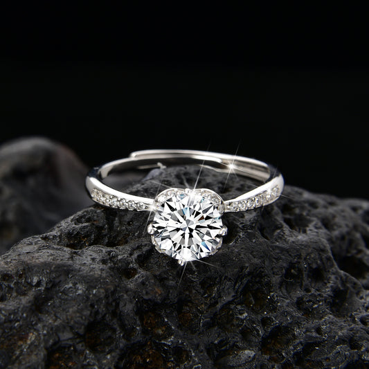 Half-wall shining single zircon ring - jewelryweilin