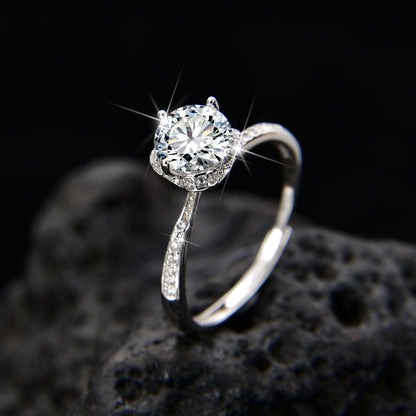 Half-wall shining single zircon ring - jewelryweilin