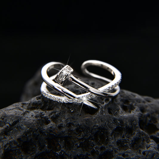 Cubic Zirconia Fashion Irregular Design Ring - jewelryweilin