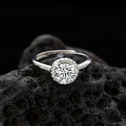 Round Large Cubic Zirconia Ring - jewelryweilin