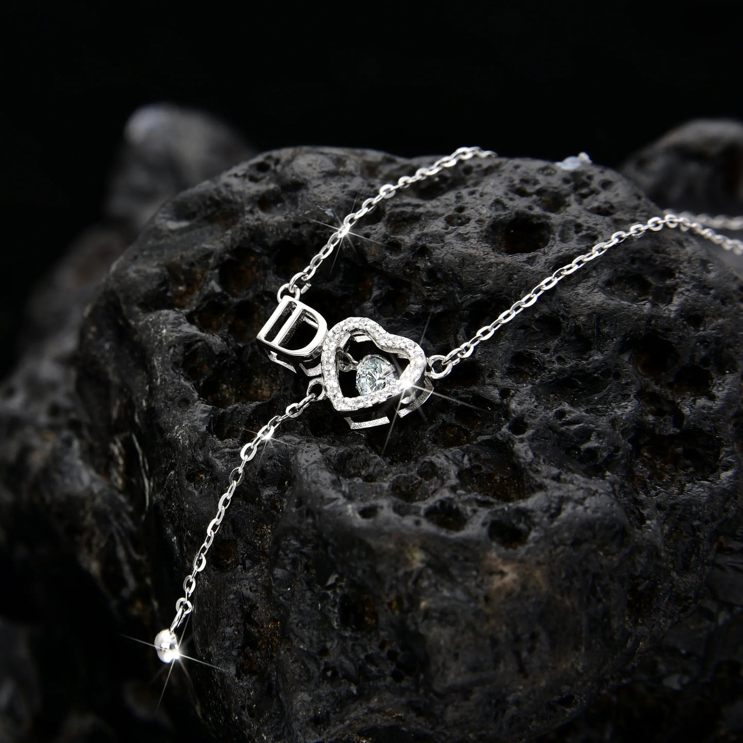 Women's exquisite zirconia ID letter heart necklace - jewelryweilin