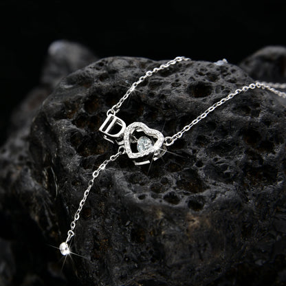 Women's exquisite zirconia ID letter heart necklace - jewelryweilin
