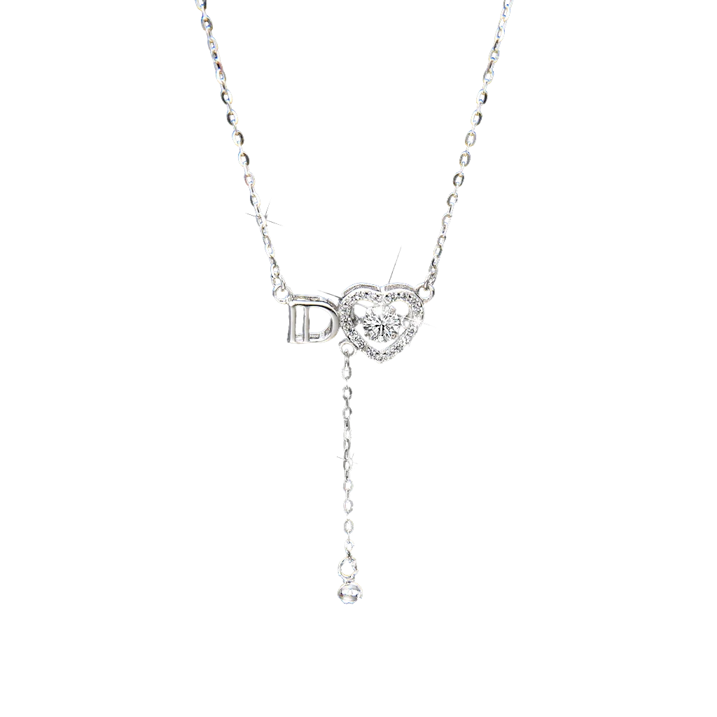 Women's exquisite zirconia ID letter heart necklace - jewelryweilin