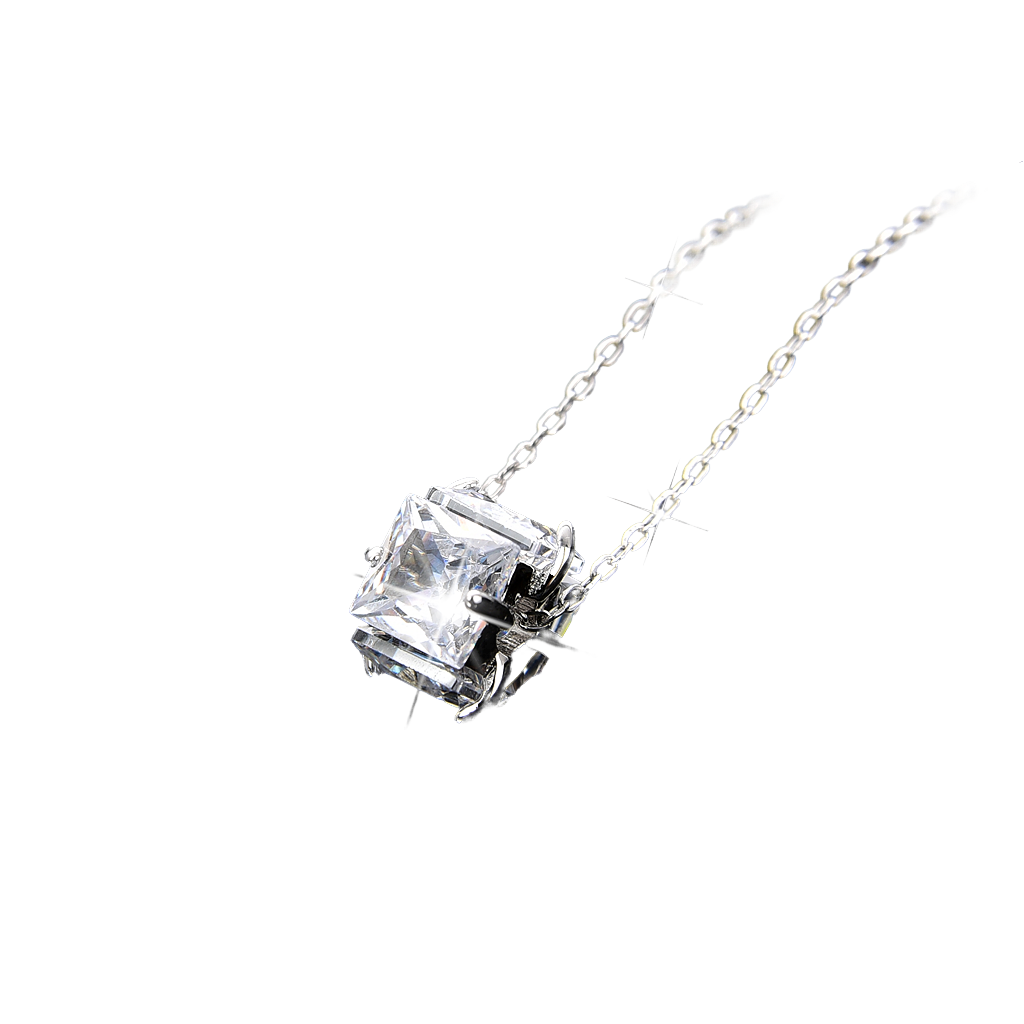 Luxury and Noble Square Zirconia Pendant Necklace - jewelryweilin