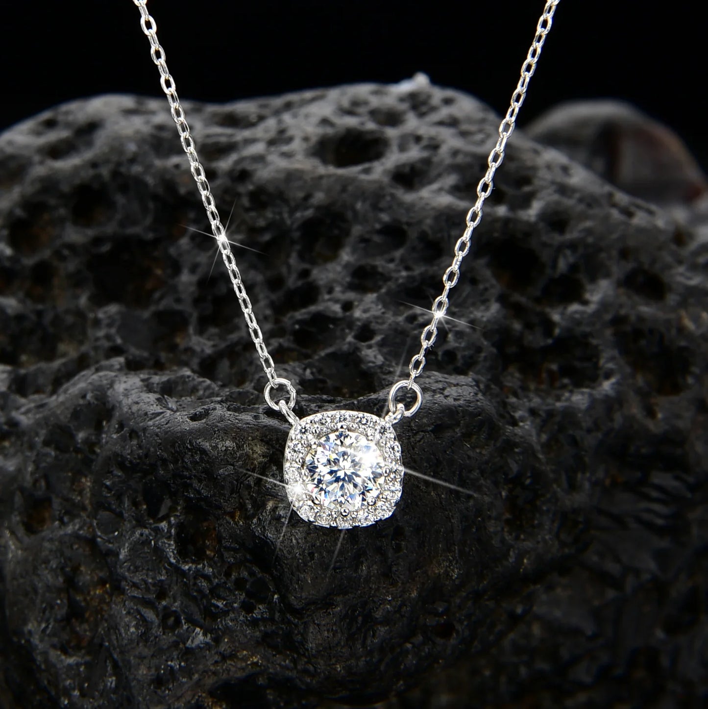 Elegant square zirconia pendant necklace - jewelryweilin