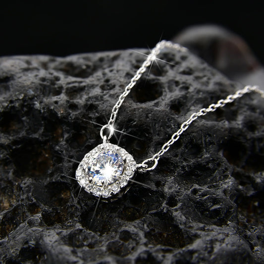 Elegant square zirconia pendant necklace - jewelryweilin