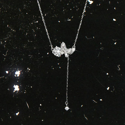 Exquisite zircon and gold-plated butterfly pendant necklace - jewelryweilin