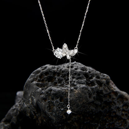 Exquisite zircon and gold-plated butterfly pendant necklace - jewelryweilin