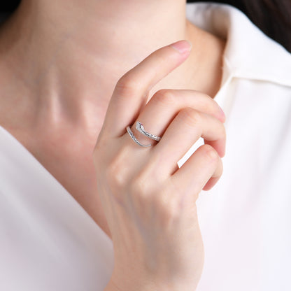 Pink Eye Stone Snake Couple Ring - jewelryweilin