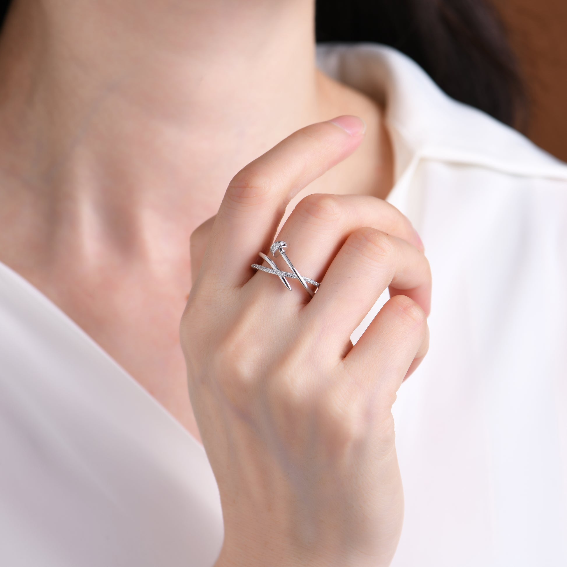 Cubic Zirconia Fashion Irregular Design Ring - jewelryweilin