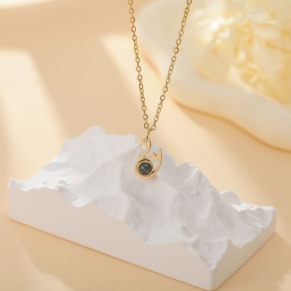 Photo Projection Swan Necklace