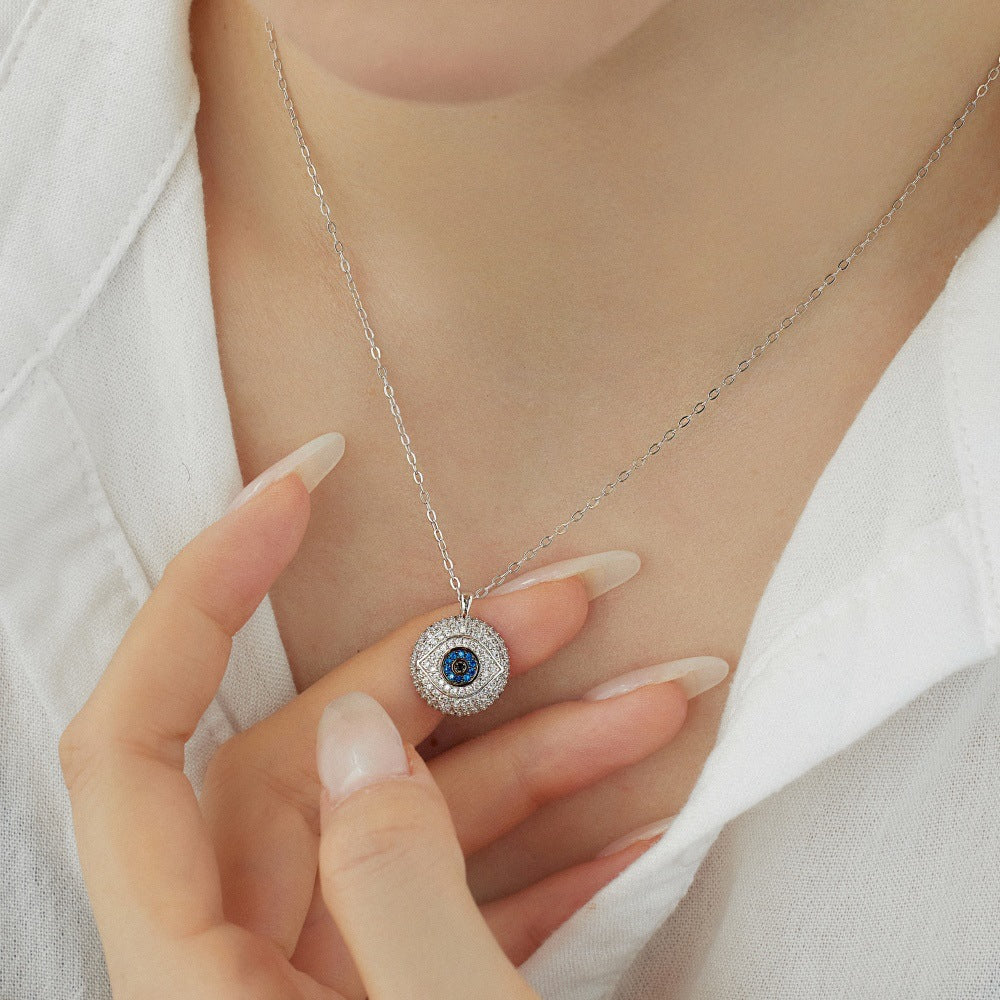 Simple and stylish personality round devil eye necklace - jewelryweilin