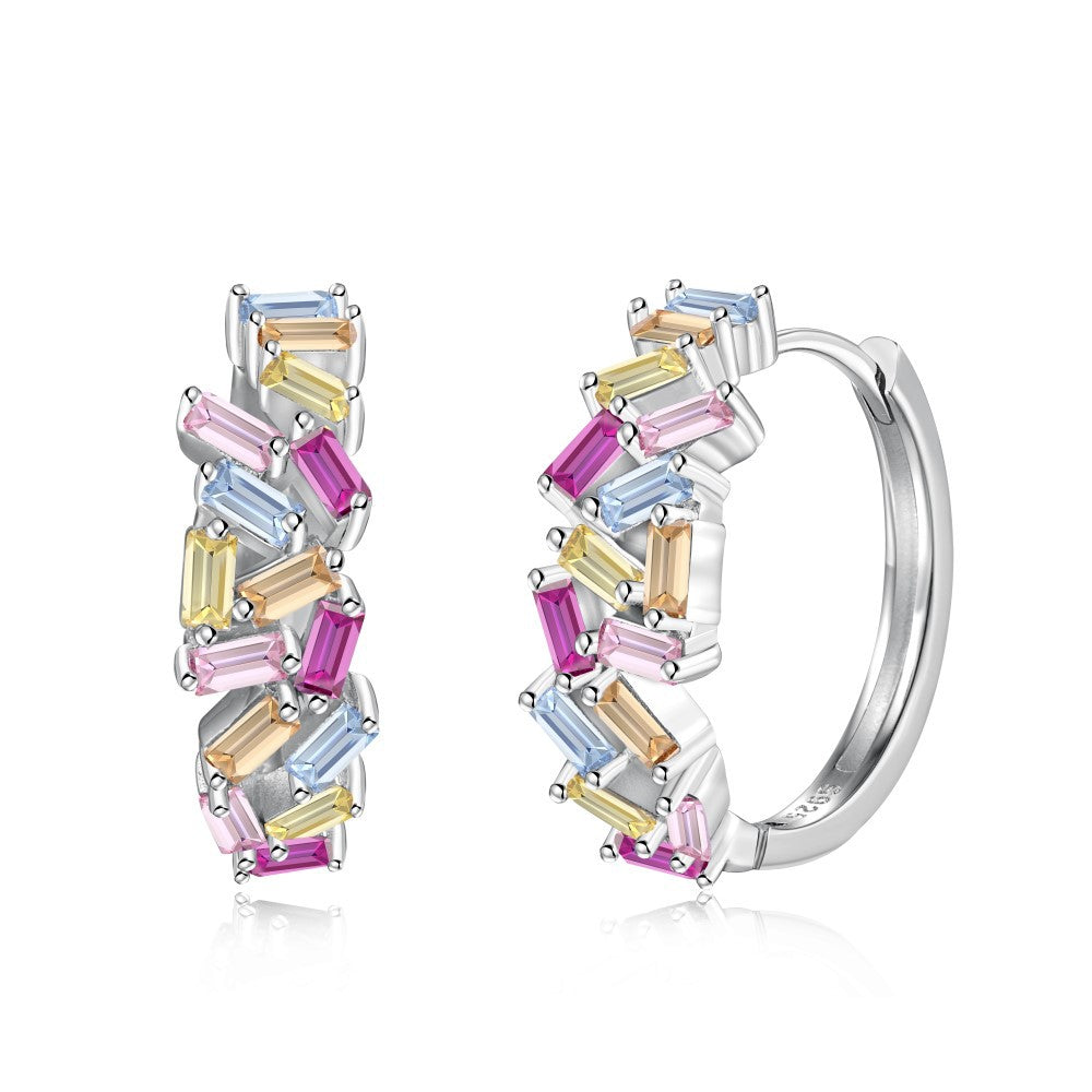 Rainbow inlaid colored zircon earrings - jewelryweilin
