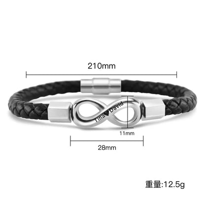 DIY engraved 8-character leather cord bracelet