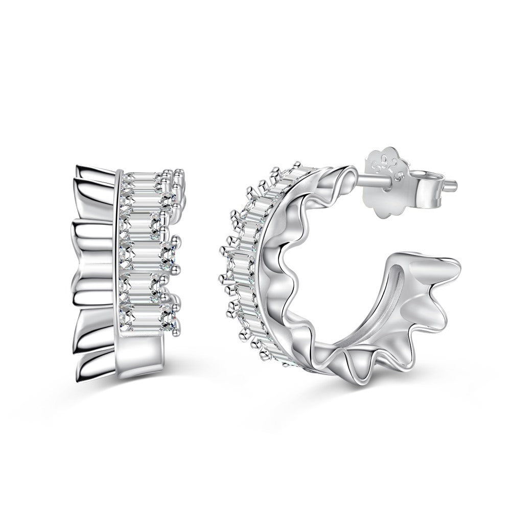 Zirconia Rectangular Earrings - jewelryweilin