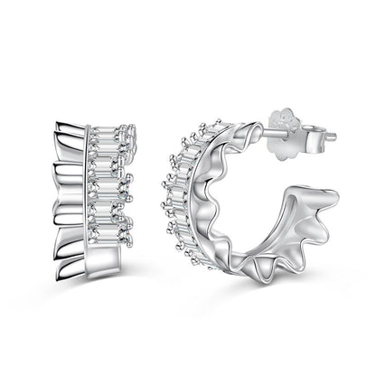 Zirconia Rectangular Earrings - jewelryweilin