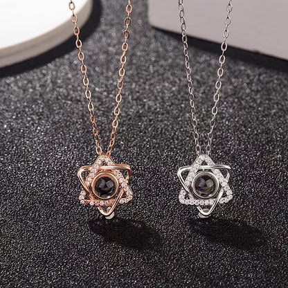Photo projection six-pointed star necklace