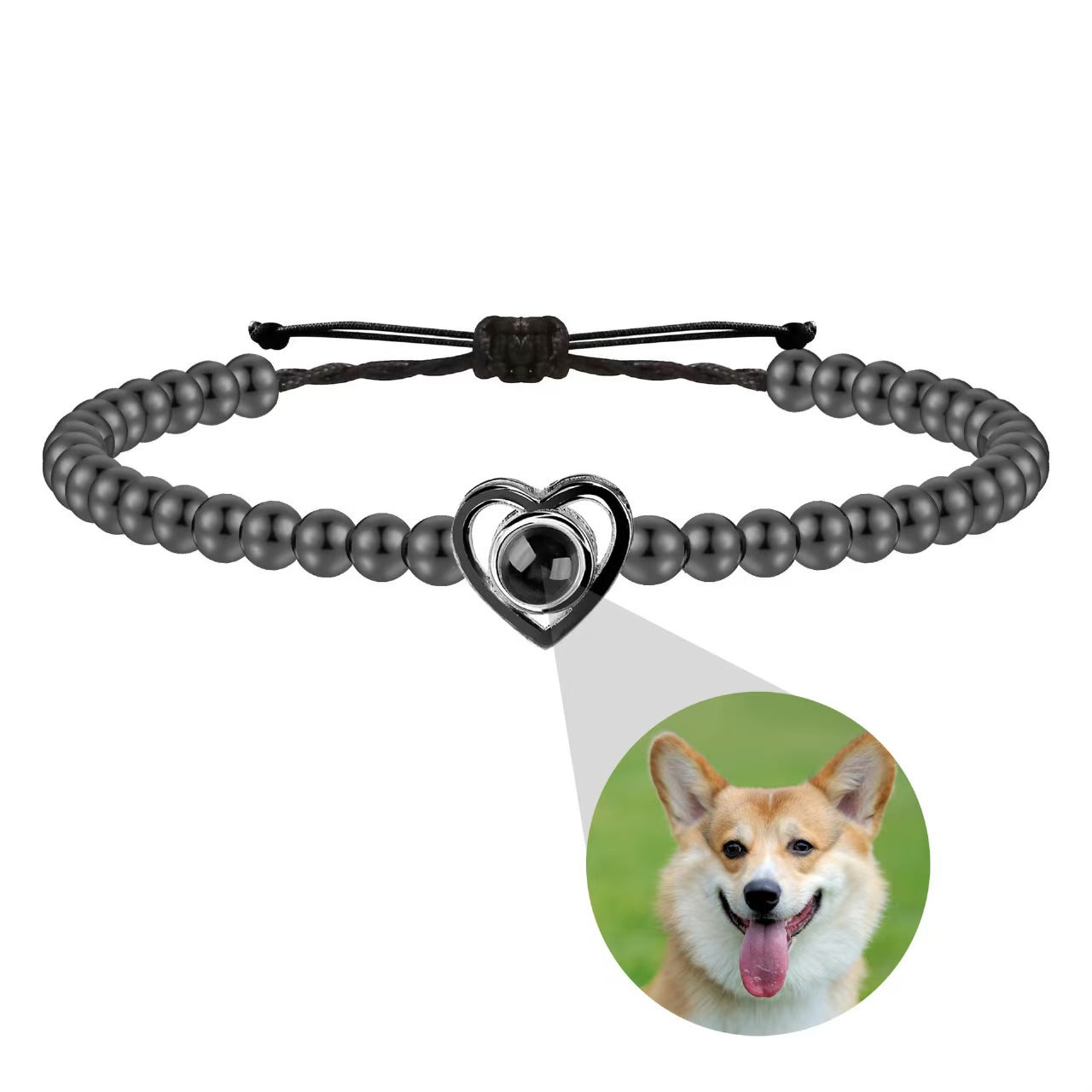 Love heart projection photo beaded bracelet weaving