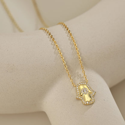 Fashion personality palm zircon necklace - jewelryweilin