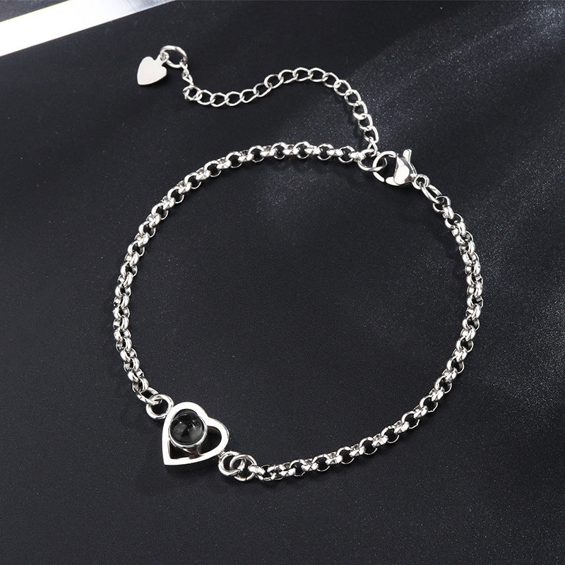 Photo projection heart shape bracelet