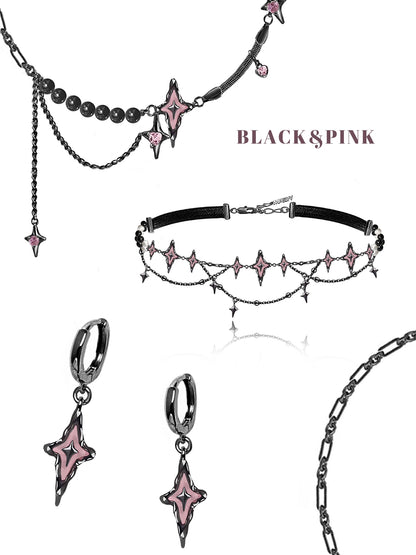 Punk pink starburst lock necklace