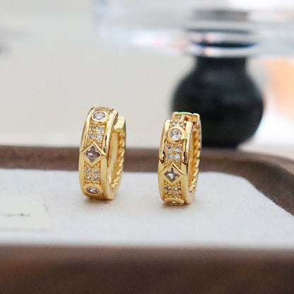Designer gold micro-paved zircon exquisite earrings - jewelryweilin