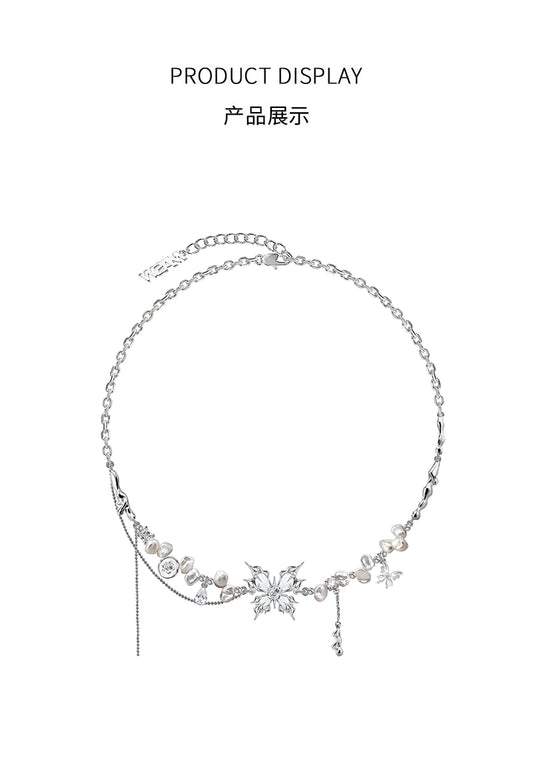 Baroque butterfly pearl necklace